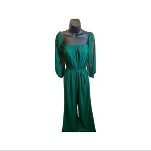 Green Sheer sleeves pantsuit